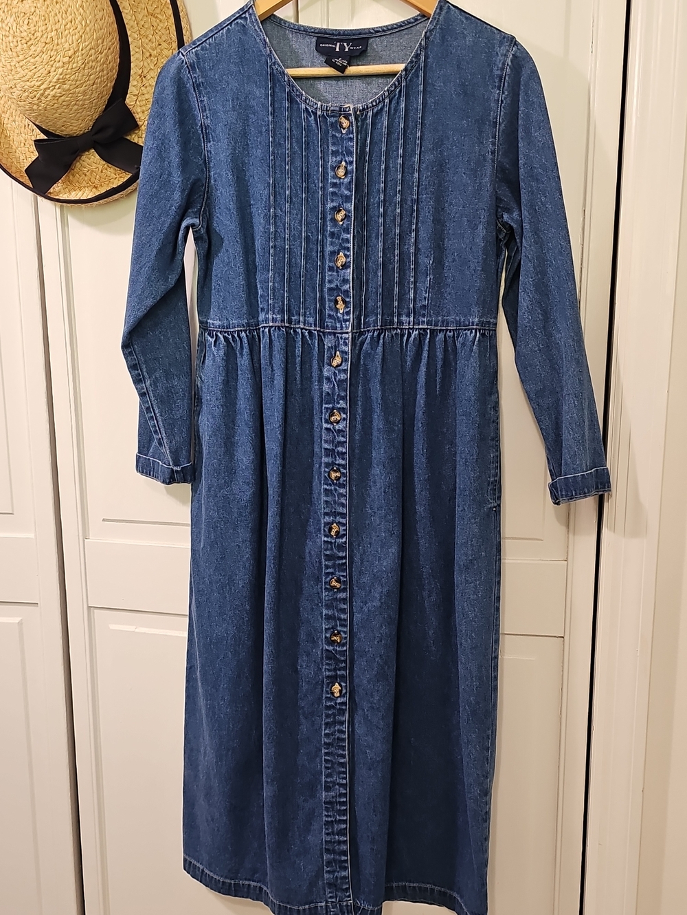 Original TY Wear Button-Front Denim Dress in True Blue